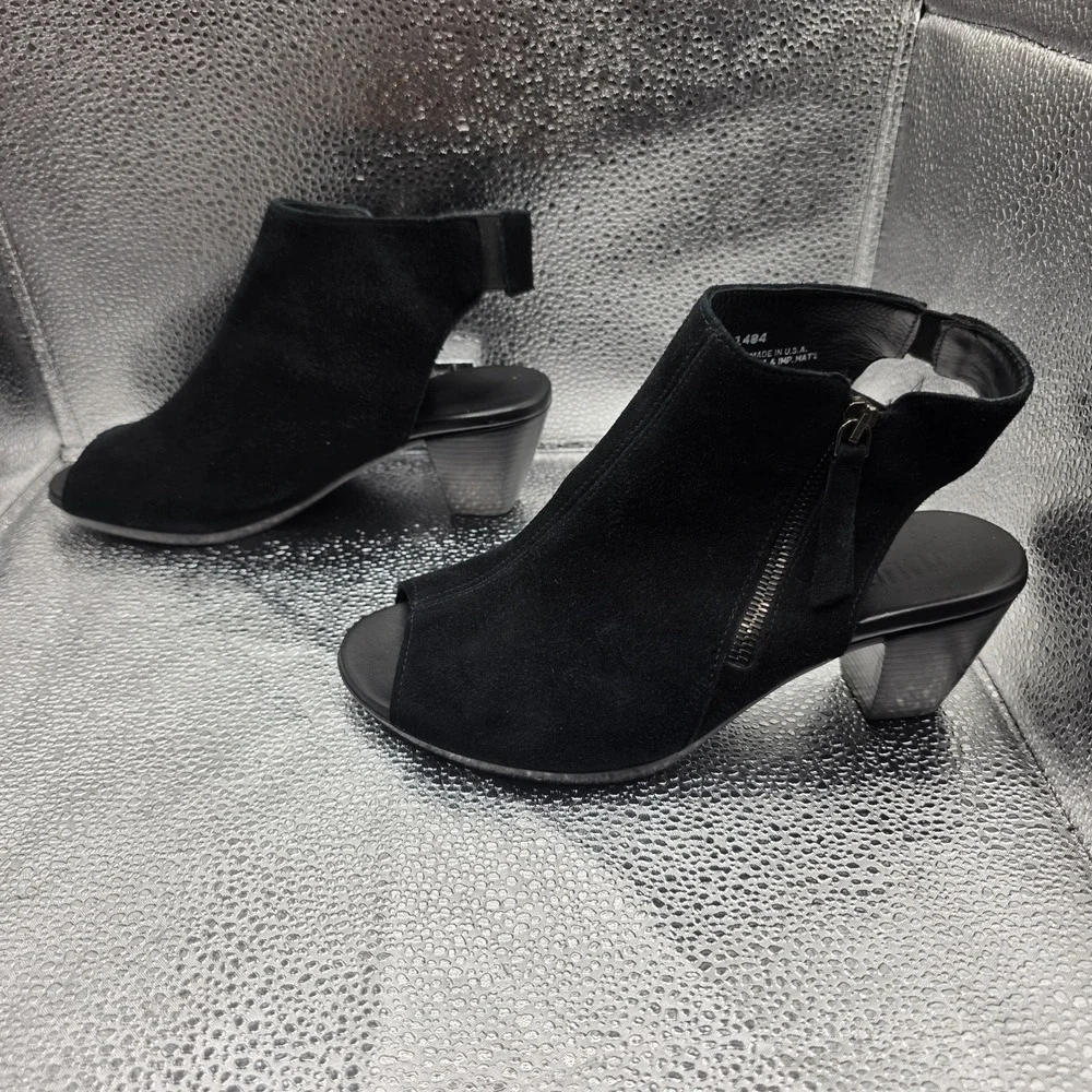 Munro American Suede Leather Slingback Sandals Open Toe Block Heel Sz 6.5W‎ USA